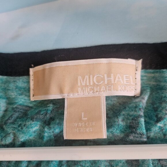 Michael Kors Paisley T Shirt ❣️ Women's Large Top Teal Blue Green ❣️ 100% Modal - Picture 3 of 3